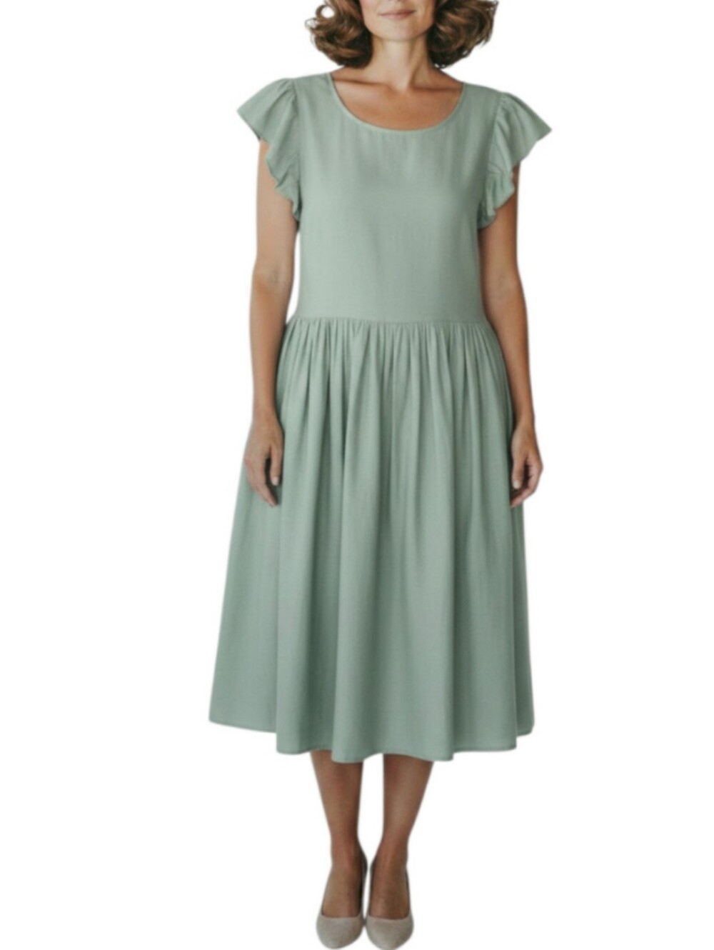Vintage Oscar De La Renta Fit & Flare Midi Dress Size Medium Sage Green Rare